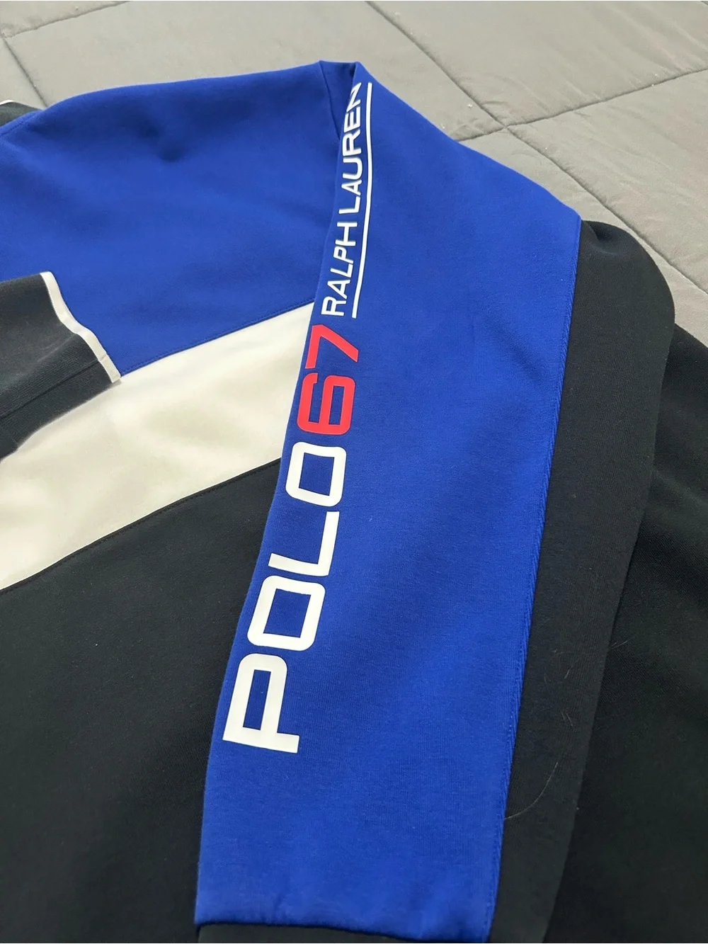 Polo by Ralph Lauren Men’s Blue/White/Black Colorblock Track Jacket